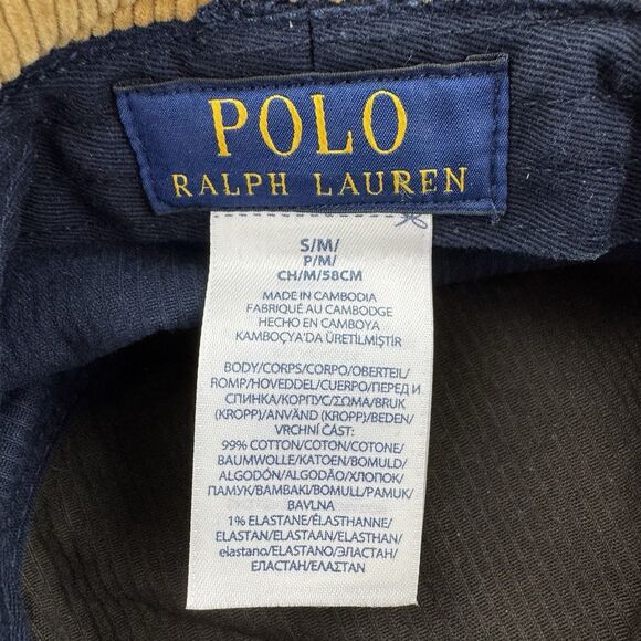 Polo Ralph Lauren Colorblock Corduroy Bucket Hat S/M Green Navy Tan Orange